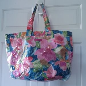 Vera Bradley Plastic Cover City Shopper Tote With Water Resistant Lining
